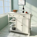 eHemco Wood Euro Kitchen Island with Storage Cabinet, 2 Drawers and 3 Open Shelves, White