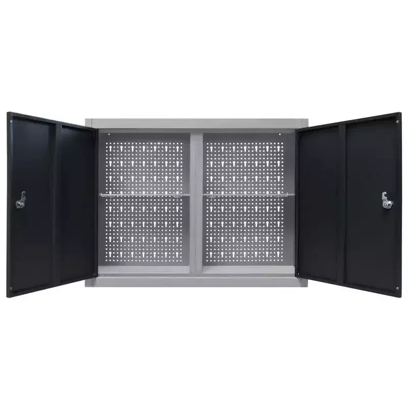 vidaXL Wall Mounted Tool Cabinet Industrial Style Metal Gray and Black - Gray