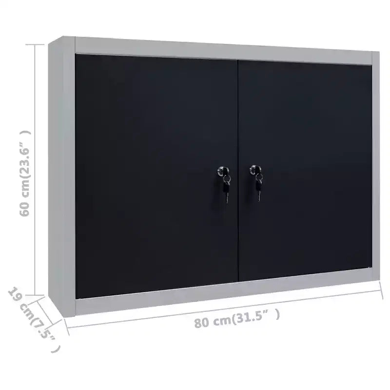 vidaXL Wall Mounted Tool Cabinet Industrial Style Metal Gray and Black - Gray