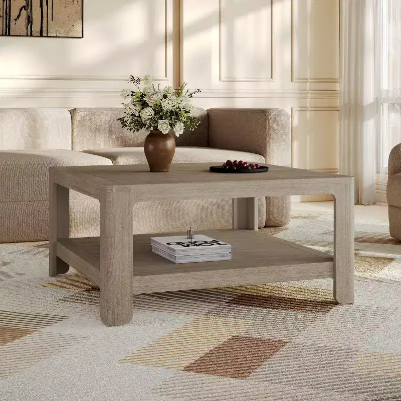 Christopher Knight Home Cletes Indoor Modern Double Layers Design Square Coffee Table