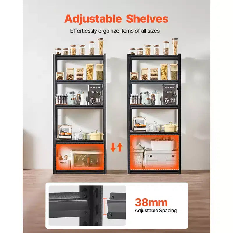 VEVOR Storage Shelves, 2000lbs, 5Tier Garage Storage Shelving,16 Dx32 Wx72 H Adjustable Metal Shelves for Garage Shelves Utility Rack Shelf,Black