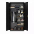 Heavy-Duty Storage Cabinet Industrial Steel Wardrobe Locker with Locking Doors, Adjustable Shelves, Hanging Rod Freestanding Closet for Garage