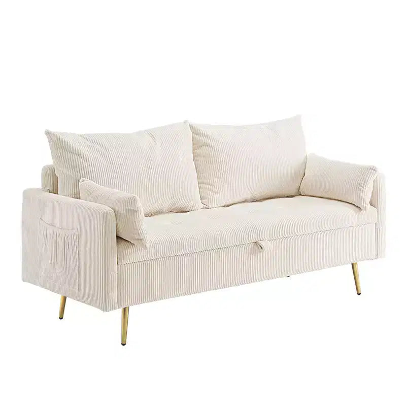 Furniliving Corduroy Upholstered Loveseat With Storage