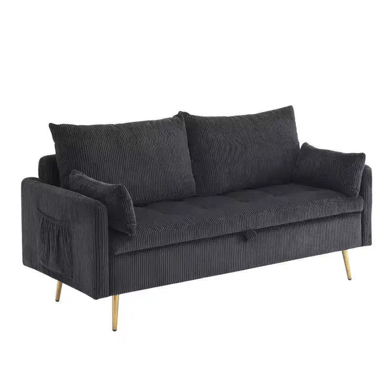 Furniliving Corduroy Upholstered Loveseat With Storage