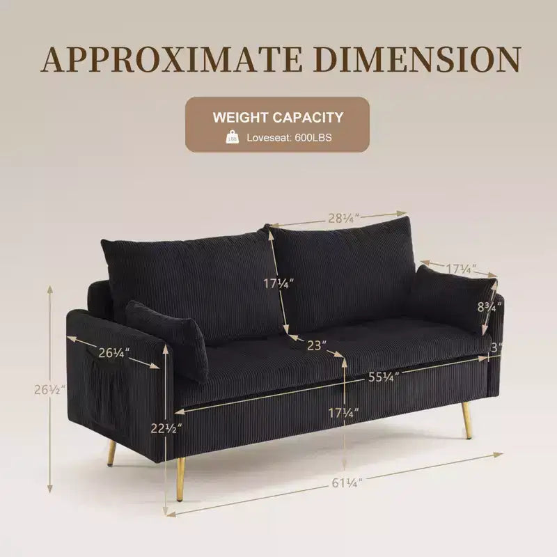 Furniliving Corduroy Upholstered Loveseat With Storage