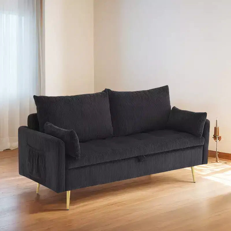 Furniliving Corduroy Upholstered Loveseat With Storage