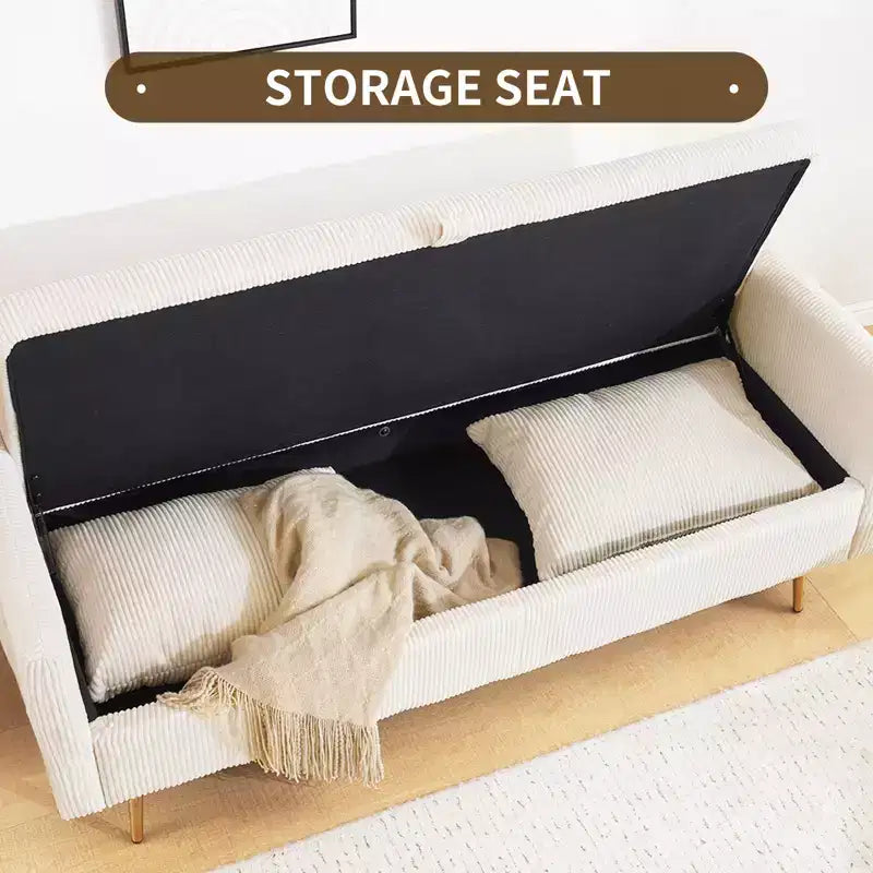 Furniliving Corduroy Upholstered Loveseat With Storage