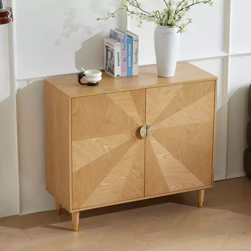 JVNOXK 39.4-inch Vintage Wooden Sideboard with Storage, Decorative Door Design, Double-Door Storage Sideboard, Living Room Style - Wood